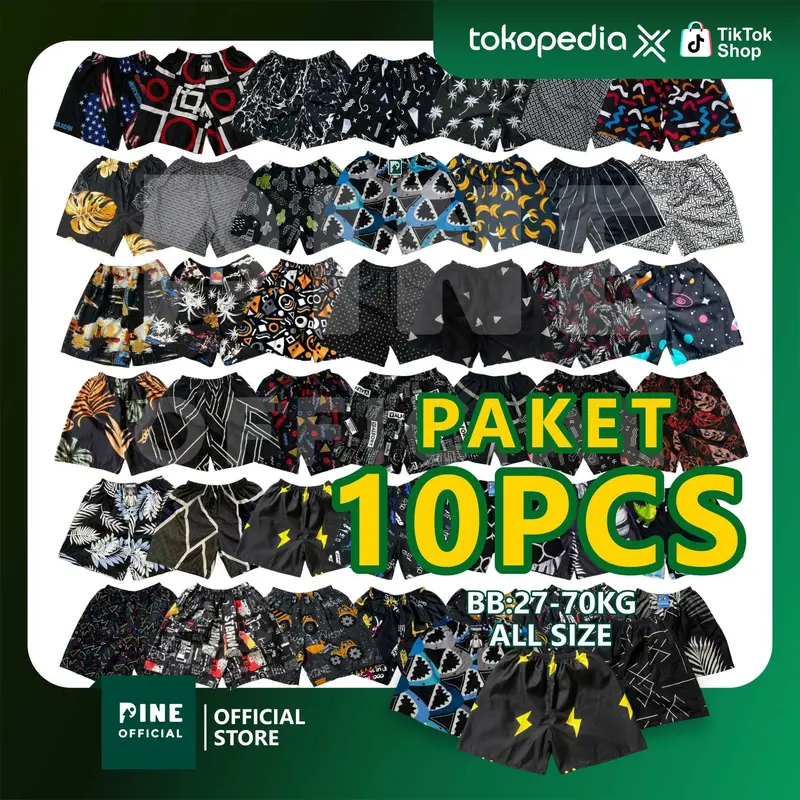 PAKET 10 PCS 5PCS BOXER Celana Pendek Pria Wanita Motif Pantai Hotpants Unisex Terbaru 0