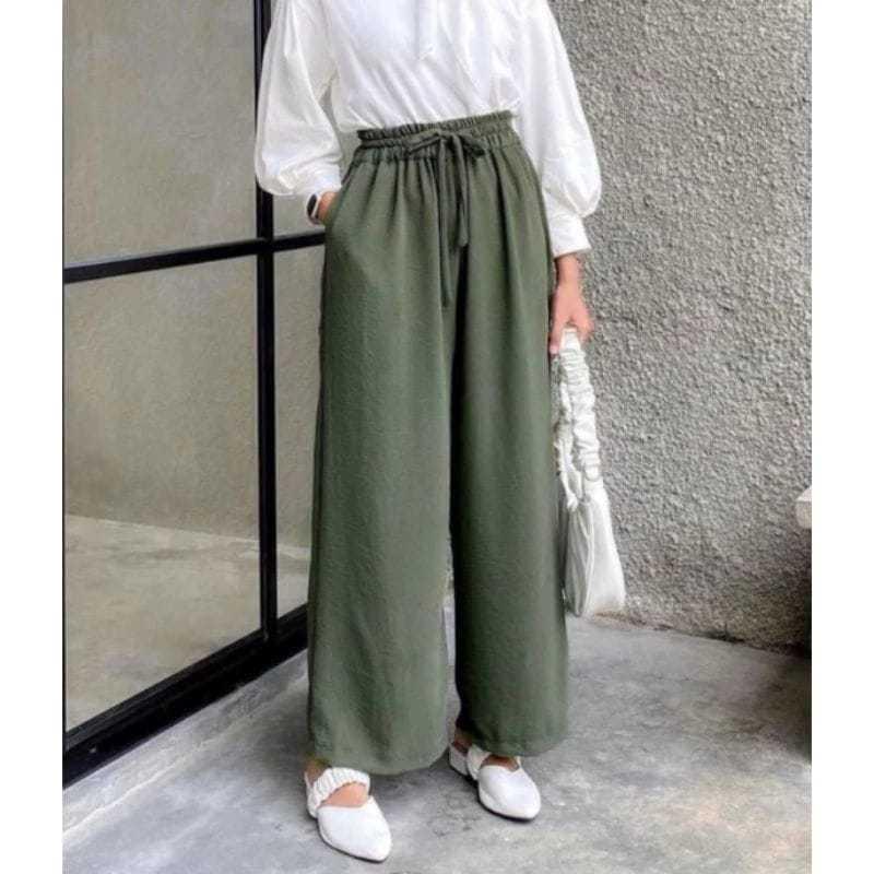 Celana Kulot Crinckle Premium Jumbo Highwaist AirFlow Jumbo Dan Standard | Kulot Crinkle Air Flow Panjang Dewasa Wanita 3