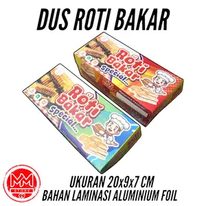 50 PCS  Dus Roti Bakar Ukuran 20x9x7 cm Bahan Laminasi Aluminium Foil