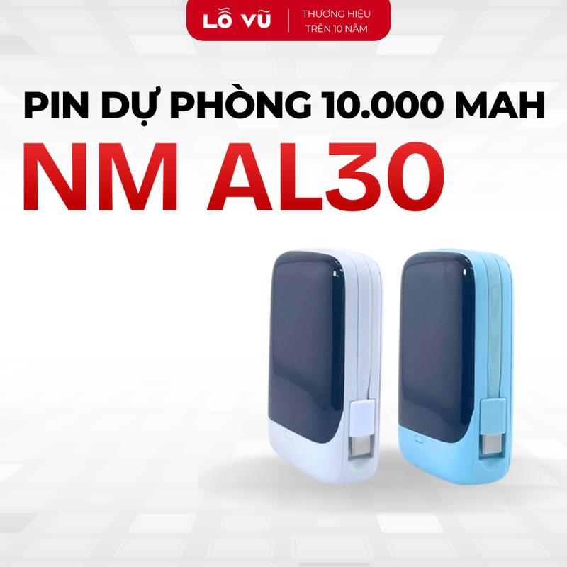 (Mua 1 tặng 2) LoVu Pin sạc dự phòng 10.000 mAh NM AL30, Sạc nhanh PD 20W, Tích hợp dây sạc type C, L - Lỗ Vũ 1