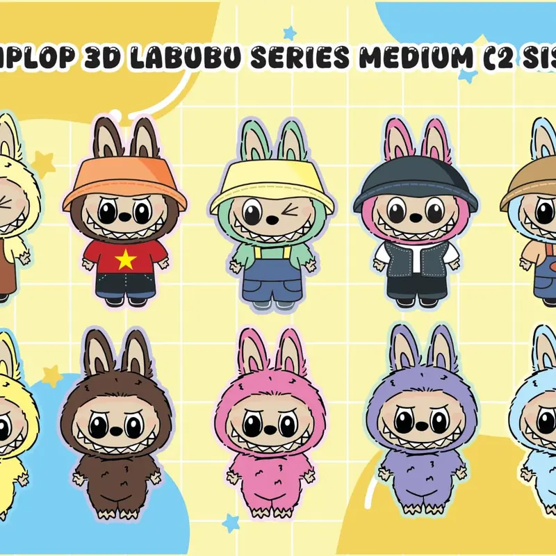 (100 Pcs) AMPLOP 3D LABUBU KUROMI LOTSO SERIES SIAP PAKAI CETAK 2 SISI 5