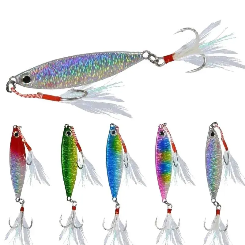 Umpan Pancing Metal Jig Berbulu 6cm/20gr dengan Trible Kail Kuat dan Cincin Bicyclic Ring Lebih Kuat - Laut