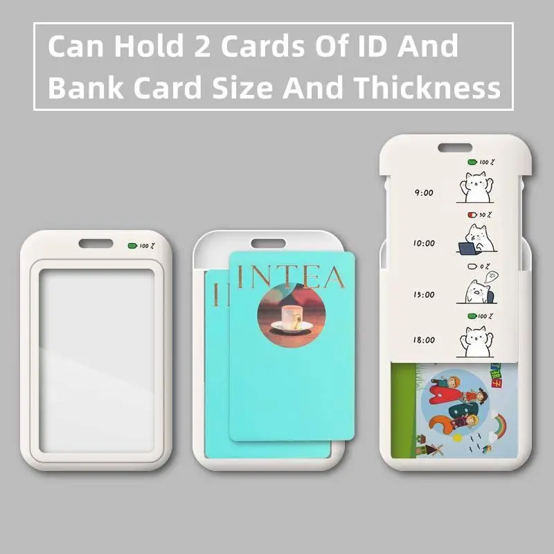 Cat Shape Card Cover Couple Card Case Dành cho sinh viên Thẻ trường học Thẻ ăn uống Xe buýt Thẻ bảo vệ với dòng dài 1