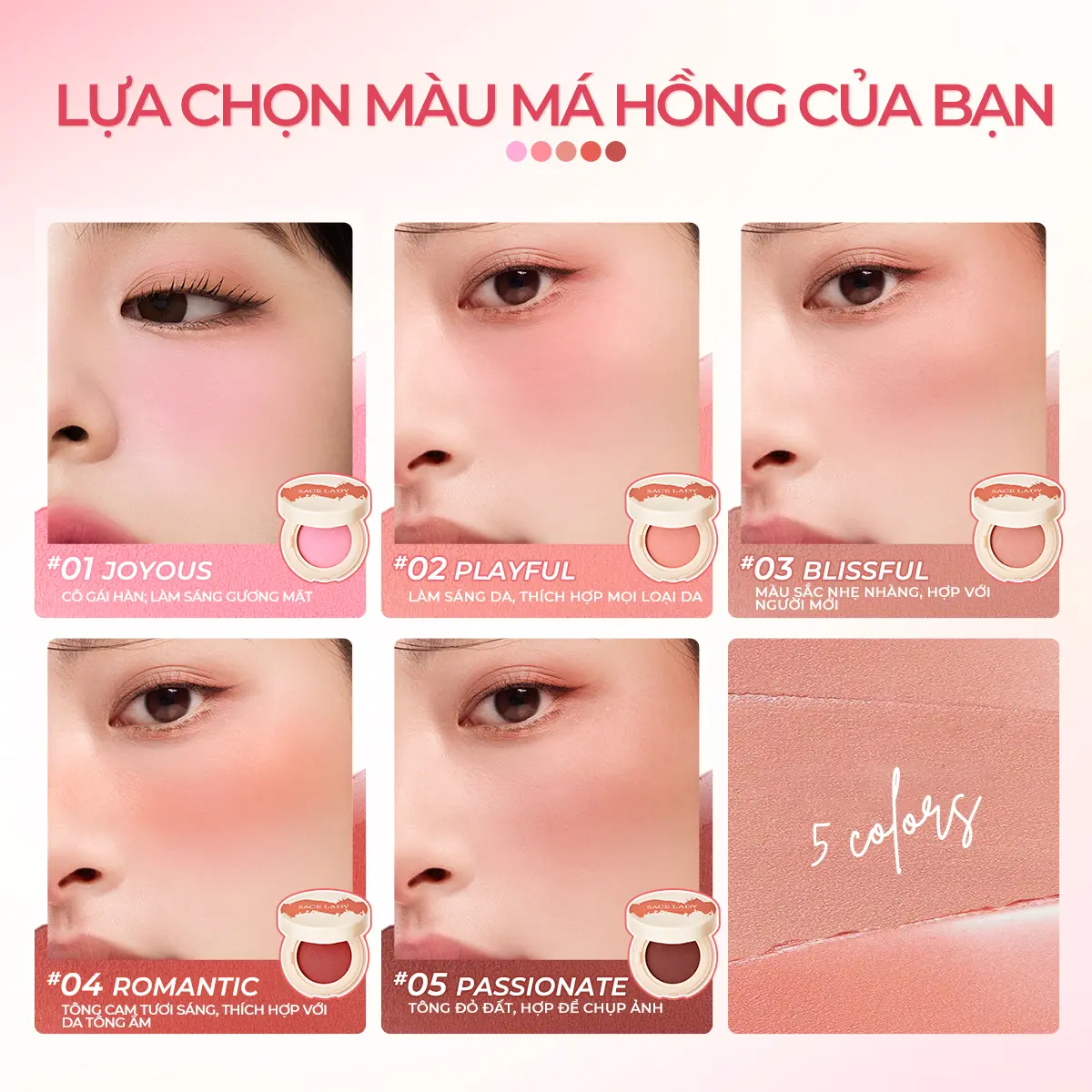 [COD] Phấn Má Hồng Đất Sét SACE LADY Đa Công Dụng Màu Sắc Tự Nhiên Giúp Khuôn Mặt Tươi Tắn 3g | BigBuy360 - bigbuy360.vn