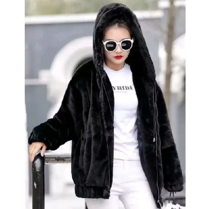 jaket bulu sherpa wanita flufy hangat tebal our color korean style import aw Dewasa Remaja Lembut Oversize Panjang Zipper 3