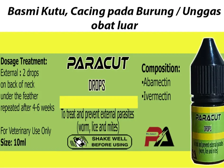 PARACUT obat kutu unggas / obat kutu burung / obat kutu ayam / obat kutu kucing
