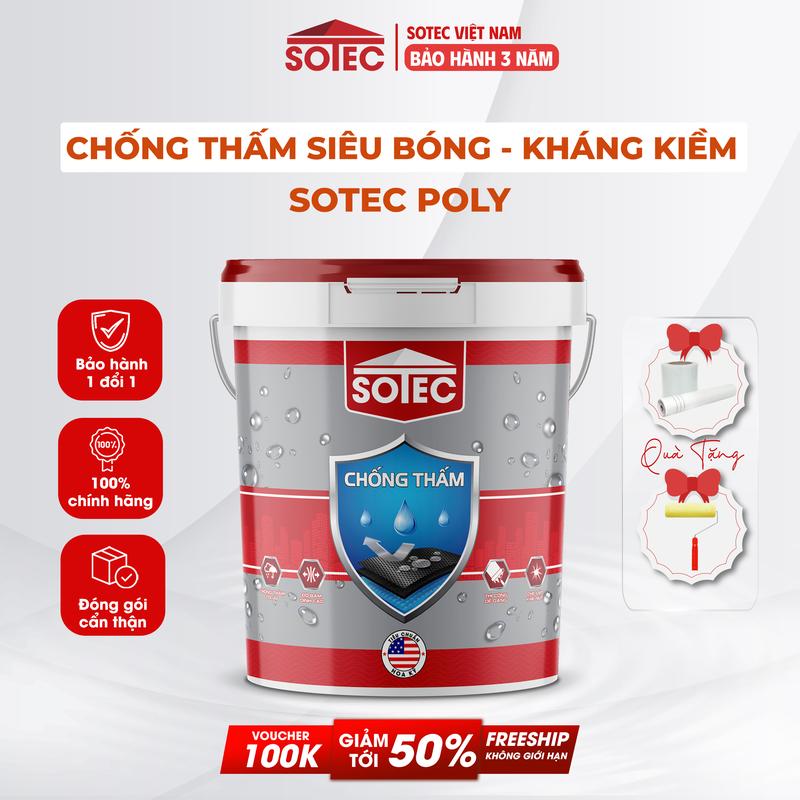 Sơn Chống Thấm Siêu Bóng SOTEC-POLY Kháng Kiềm Chống Thấm Tường Đứng Trần Nhà Sân Thượng Trang Trí Ngoại Thất