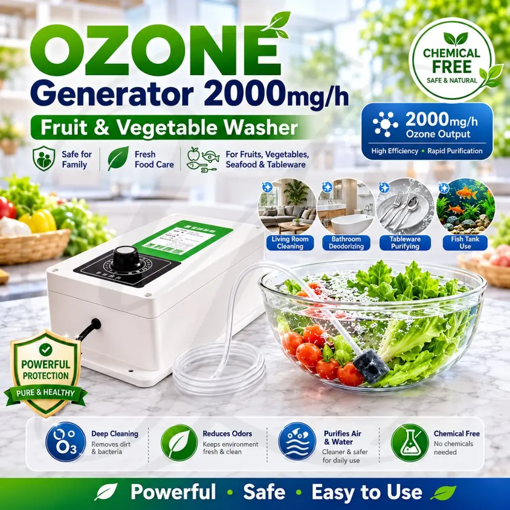 Ozone Generator 2000mg Ozonizer Sterilizer O3 Pemurni Air Alat Disinfeksi Air untuk Depot Air Minum Aquarium Kolam Pengolahan Air Generator Ozon Portable