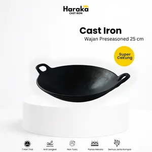 Wajan Baja Cor Cast Iron Super Cekung Pre Seasoned 25 cm