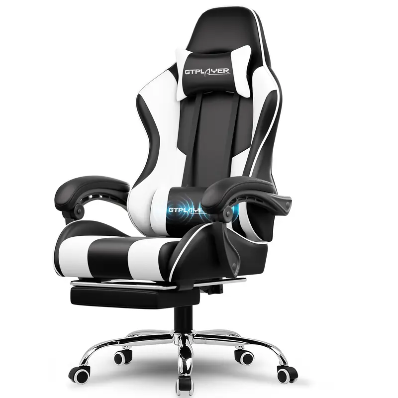 GTPLAYER Gaming Chair, Computer Chair with Footrest and Lumbar Massage, Height Adjustable Gaming Chair with 360° Swivel Seat and Headrest for Office or Gaming 1