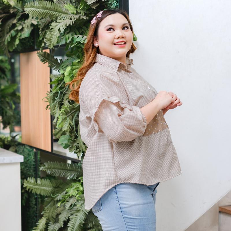 Siselyo Aniisa Pocket Square Tops – Atasan Wanita Big Size – Kemeja Lengan Panjang Jumbo Wanita kemeja  viral 3