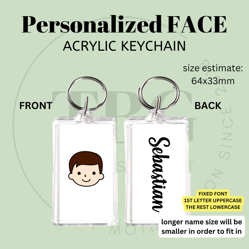 [SG SELLER]  Personalised FACE + NAME Acrylic Keychain (Personalised Gift) 1