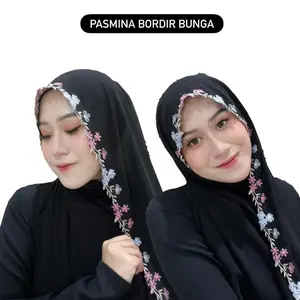 Bunga|Pasmina bordir bunga|Pasmina bordir|Pasmina bordir pinggir|pasmina ceruty babydoll|Pasmina bordir malaysia