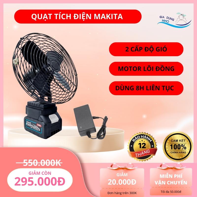 Quạt Tích Điện Pin 10 Cell Dùng Liên Tục 8H, Quạt Makita Để Bàn 2 Cấp Độ Gió Siêu Mát
