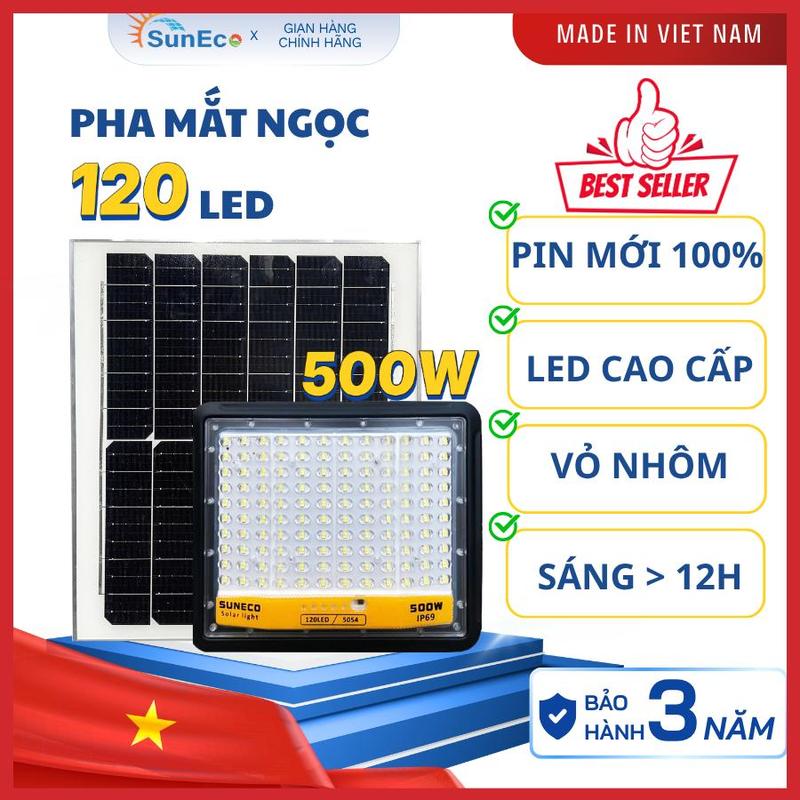 SUNECO Đèn Năng Lượng Mặt Trời Mắt Ngọc 120 Led - Chống Lóa Cao Cấp,