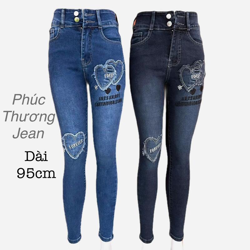  Phúc Thương Jean D66 Quần Jean Dài Thêu 95cm Co Giãn 4 Chiều Size 27-35 Ôm Gọn Cho Nữ Phù Hợp Đi Làm Và Đi Chơi Chất Liệu Cotton Mềm Mịn Màu Xám Đậm MÀU XANH 
