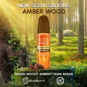 Makarizo Hair Energy Scentsations Hair Fragrance Amber Wood 100 mL Parfum Rambut - Rambut Sehat, Harum, & Lembut