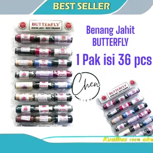1 pak isi 36 pcs Benang Jahit Butterfly / warna Campur / Asli Butterfly