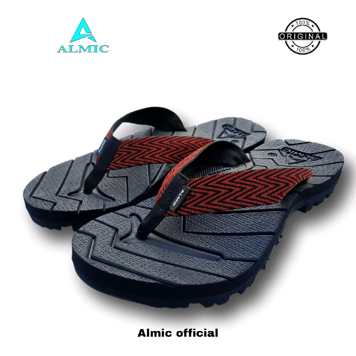 ALMIC-Sandal Jepit Gunung adventure Edge Original Red sendal Jepit outdoor Dewasa pria wanita Karet Hitam  Casual