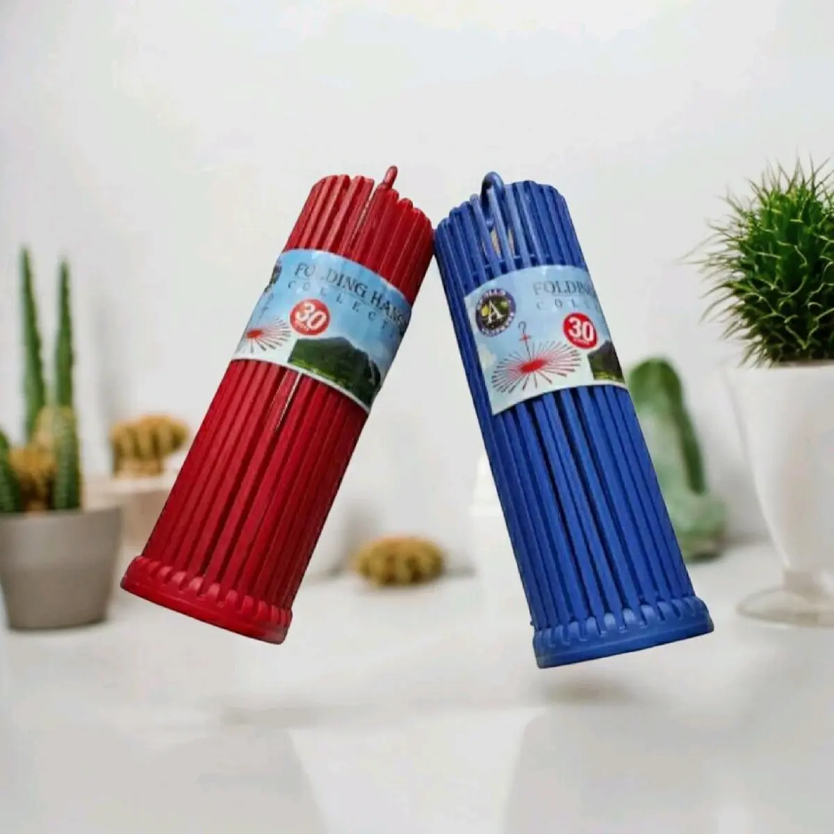 Bisa Cod Jemuran Folding Hanger 30 Sticks Plastik 38 cm dengan Hook dan Jepitan Baju