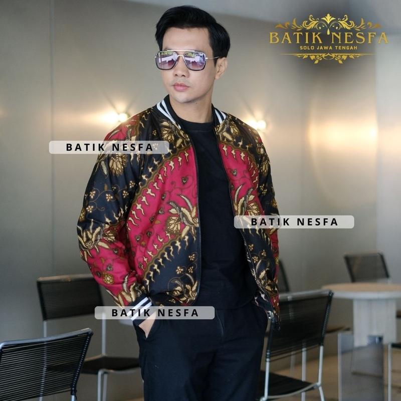 Jaket batik bomber pria keris hitam murah berkualitas 7