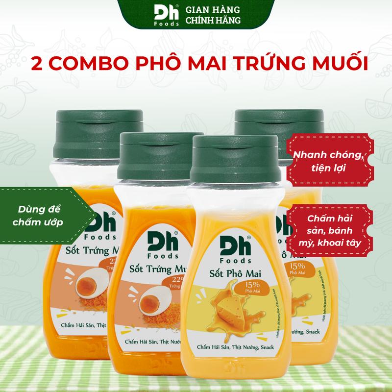  2 Combo 2 Sốt Phô Mai và Trứng Muối Dh Foods 100gr - Sốt Béo Ngậy Dùng Làm Bánh Chấm Trực Tiếp Trộn Salad Chế Biến Hải Sản Không Màu Tổng Hợp Không Chất Bảo Quản Nhân Tạo 