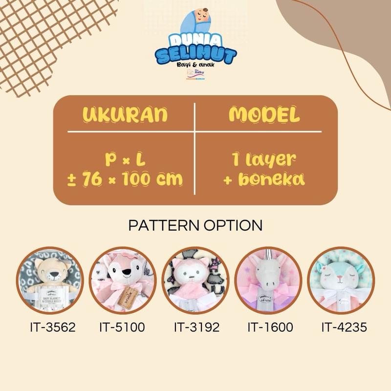 Selimut Bayi Baru Lahir Anak Perempuan Boneka Bear/Unicorn 3