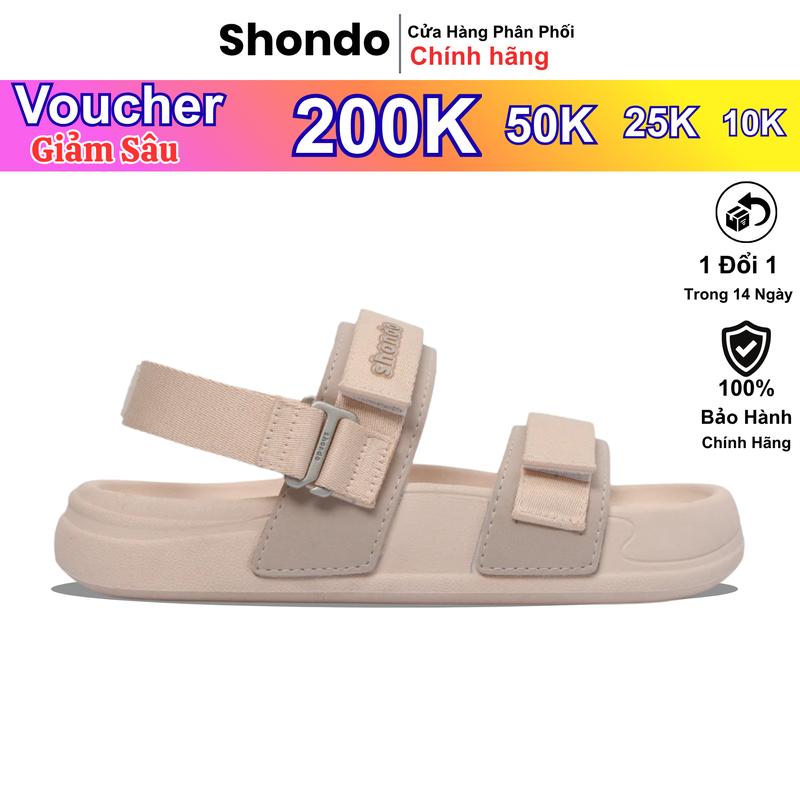 Giày Sandal SHONDO Nữ Đế Bánh Mì Platy 5 Êm Ái, Thời Trang Phối Khoen Gài Màu Hồng Nầu PL57095 DéP