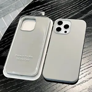 With Logo With Box Liquid Silicone Soft Skin-friendly Phone Case For iPhone 17 16 15 Pro Max Plus 14 13 12 11 XR Solid Color Anti-fall Phone Cover Casing Shell With Velvet Inside