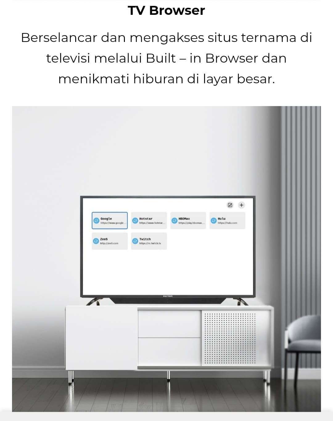 POLYTRON LED Smart TV 32 Inch PLD 32CV1869 Youtube Mola Netflix