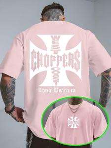 メンズ 半袖Tシャツ 夏向け ウェストコースト・チョッパーズのクリエイティブプリント、ゆったりフィットのオートバイスタイル、カジュアルトップス