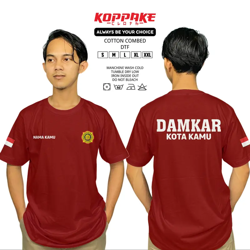 Kaos Pemadam Kebakaran DAMKAR Gratis Nama dan Kota Kamu Lengan Pendek Baju Distro 2