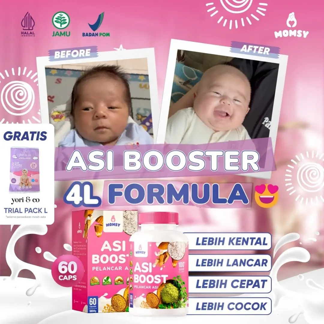 ASI Booster [FREE ONGKIR] MOMSY 60 Kapsul BPOM HALAL Natural Almond Kelor Ikan Gabus Fenugreek