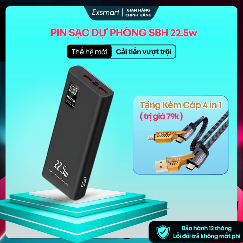   Ngoc Matcha  Pin Sạc Dự Phòng SBH Chính Hãng 22.5W 3 Cổng USB Type-C Hiển Thị LED An Toàn Chống Cháy Nổ Dung Lượng 10.000mAh 20.000mAh Sạc Nhanh PD 22.5W Bảo Hành 12 Tháng 