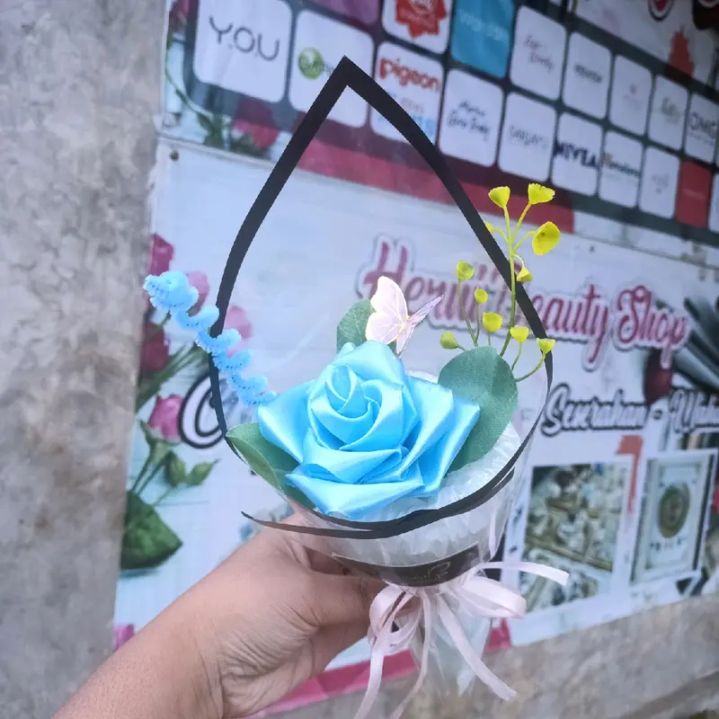 buket mini murah buket pita satin satu tangkai 1
