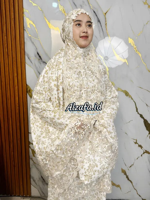 Mukena Sabrina Dewasa Katun Mix Foil New Exslusif Renda Tileu Import Mewah 2