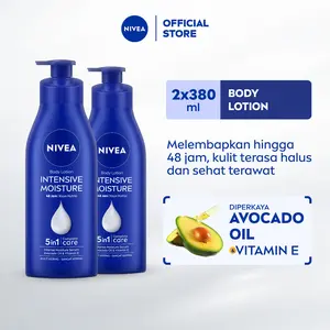 (PAKET HEMAT ISI 2) NIVEA Body Lotion Intensive Moisture 380ml - Hand body lotion moisturizer 48 jam body care kulit kering kasar bersisik pecah-pecah memperbaiki skin barrier pelembab melembutkan badan - Vitamin E, Grapeseed oil, Avocado oil, Hydra IQ