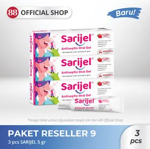 SARIJEL 5 gr | 3 pcs | Untuk Nyeri Sariawan & Gusi, Luka Bibir & Dalam Mulut | MECCAYA
