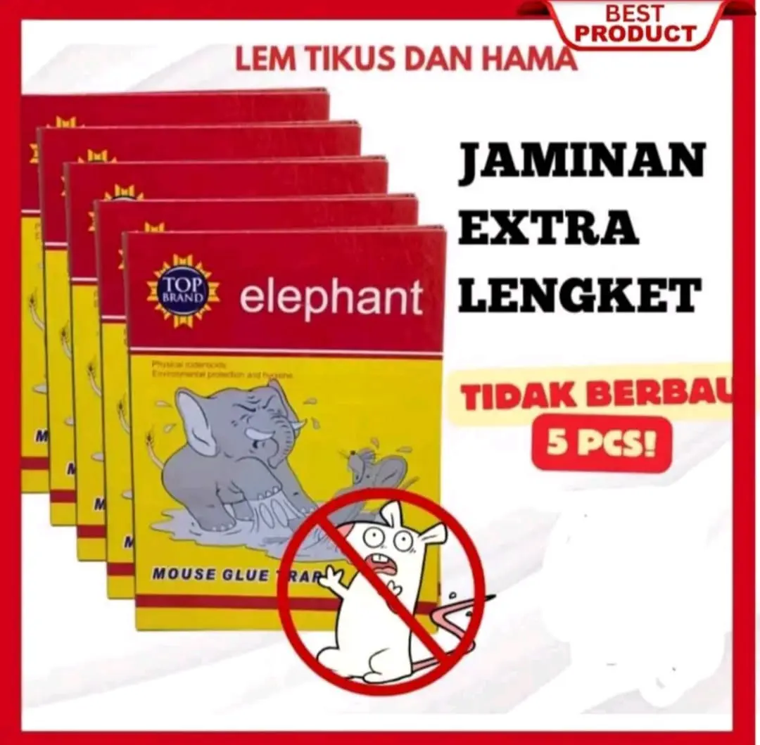 (HEMAT) 5 PCS LEM TIKUS CAP GAJAH PAPAN SUPER LENGKET PERANGKAP TIKUS PAPAN PLASTIK