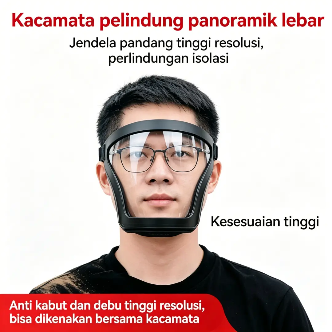 Kacamata Pelindung Wajah Anti Debu Percikan Bisa Pakai Kacamata Transparan HD Tali Pengikat Dapat Disesuaikan Ringan Tidak Menekan Wajah Untuk Penggilingan Logam Pengecatan Rumah Konstruksi