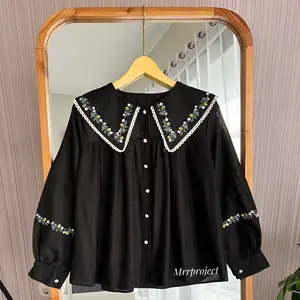 Lumina Atasan Kemeja Wanita Linen Bordir Lengan Panjang