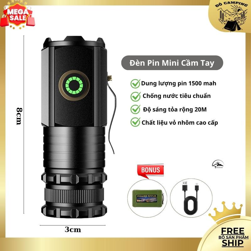 Đèn pin mini cầm tay siêu nhỏ siêu sáng ,vỏ nhôm có móc cài DSS01