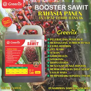 Greenix Pupuk Booster Pohon Sawit - Pupuk Sawit Cair Premium 1 Liter agar Hasil Panen cepat Naik Tandan Buah Segar Lebat Berbobot hasil panen naik Memberikan Unsur Hara Tanah Memperbaiki Kondisi Tanah