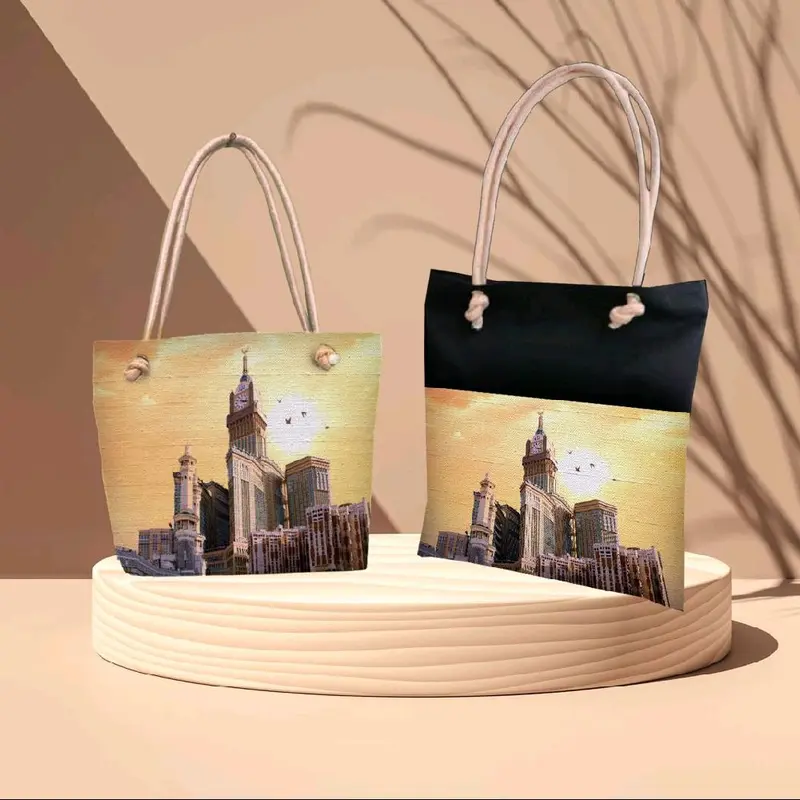 (Promo 6 pcs) Totebag Mekkah Edition tali sumbu Perempuan 2