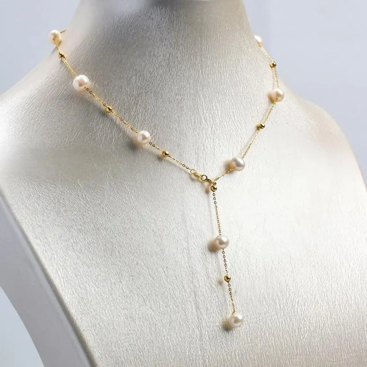 HH 5-6MM Natural Freshwater Pearl White Pearl Starry Sky Necklace  SKU:XL-031