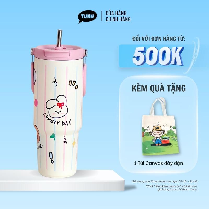 Ly giữ nhiệt Mochi 900ml có quai xách, bình giữ nhiệt inox 316 cao cấp không gỉ sét - TUHUHOUSE