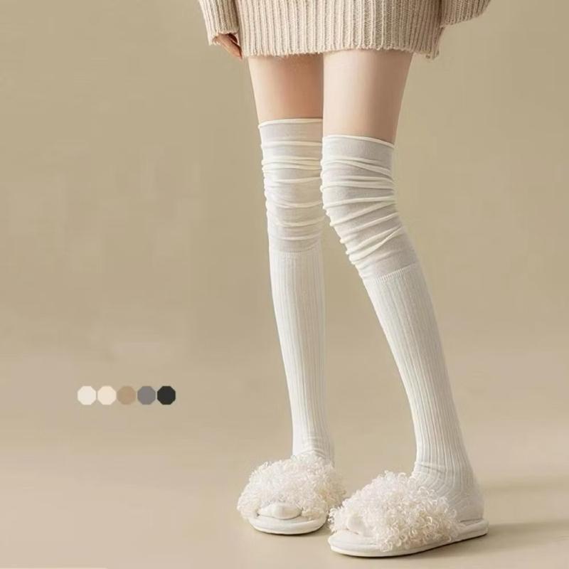  Combo 4 Đôi Tất Đùi Nữ - Tất Len Cao Tới Đùi Dành Cho Các Bạn Nữ   Đen - Trắng - Be - Xám   