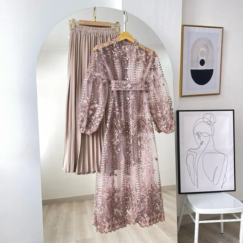 CALAMARY Elnanda Outer Brukat + Rok Plisket ( Setelan Wanita ) 2