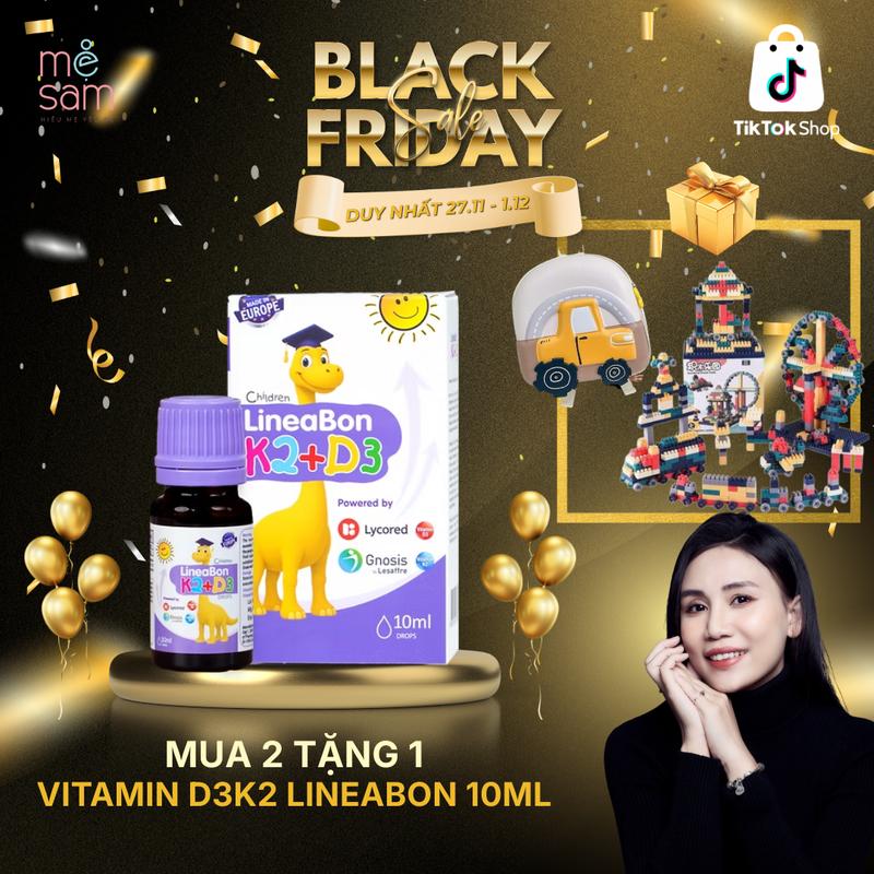 LINEABON K2+D3 Combo 2 Lọ Vitamin D3 K2 10ml Bổ Sung D3 400IU & K2 22,5mcg Cho Bé Tăng Chiều Cao Chính Hãng