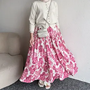 Floral Id - Rok Bunga Flowy Gardenia Skirt Rayon Adem Rok Panjang Korean Style Rok Rempel Kekinian Full Karet